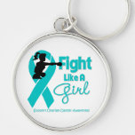 Ovarian Cancer Fight Like A Girl  Boxer Key Chain