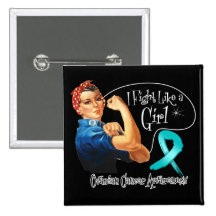 Ovarian Cancer Fight Like a Girl Rosie The Riveter Buttons