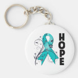 Ovarian Cancer Floral Hope Ribbon keychains