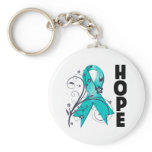 Ovarian Cancer Floral Hope Ribbon Key Chain