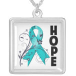 Ovarian Cancer Floral Hope Ribbon necklaces