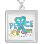 Ovarian Cancer Groovy Peace Love Cure necklaces