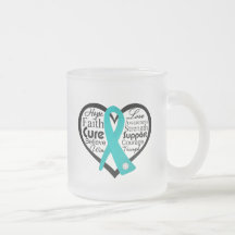 Ovarian Cancer Heart Ribbon Collage Mugs