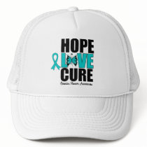 Ovarian Cancer Hope Love Cure hats by giftsforawareness Ovarian Cancer Hope Love Cure hats