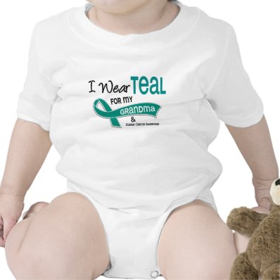 Ovarian Cancer I WEAR TEAL FOR MY GRANDMA 42 Baby Creeper