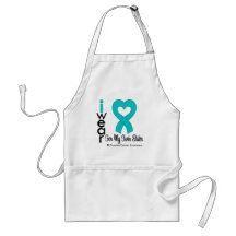 Ovarian Cancer I Wear Teal Heart For Twin Sister Apron