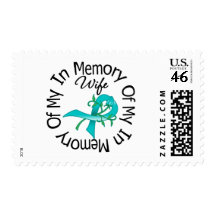Ovarian Cancer In Memory of My Wife Flower Ribbon Postage Stamp