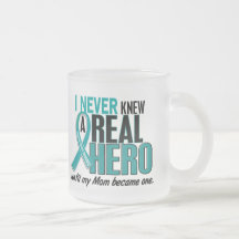 Ovarian Cancer NEVER KNEW A HERO 2 Mom Mugs