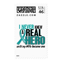 Ovarian Cancer NEVER KNEW A HERO 2 Wife Stamp