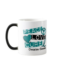 Ovarian Cancer PEACE LOVE CURE 1 Coffee Mugs