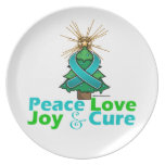 Ovarian Cancer Peace Love Joy Cure Dinner Plate