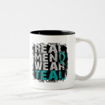 Ovarian Cancer Real Men Wear Teal Coffee Mugs