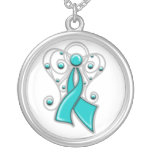 Ovarian Cancer Ribbon Angel In Memory necklaces