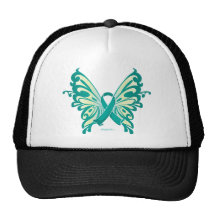 Ovarian Cancer Ribbon Butterfly Trucker Hats