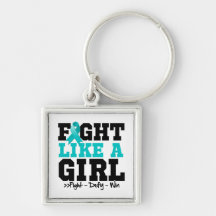 Ovarian Cancer Sporty Fight Like a Girl Key Chain