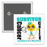 Ovarian Cancer Survivor Chick Ribbon Pinback Button