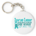 Ovarian Cancer Survivor Flower Ribbon Key Chains