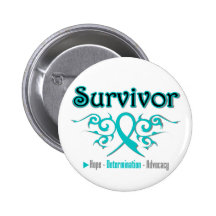 Ovarian Cancer Survivor Tribal Ribbon Button