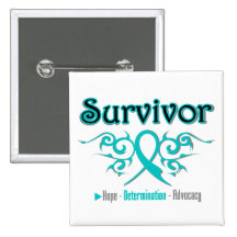 Ovarian Cancer Survivor Tribal Ribbon Buttons