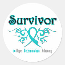 Ovarian Cancer Survivor Tribal Ribbon Stickers
