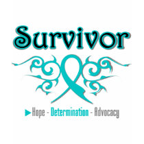 Ovarian Cancer Survivor Tribal Ribbon t-shirts by cancerapparel Ovarian Cancer Survivor Tribal Ribbon t-shirts