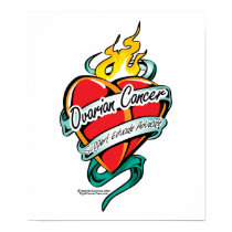 Ovarian Cancer Tattoo Heart posters
