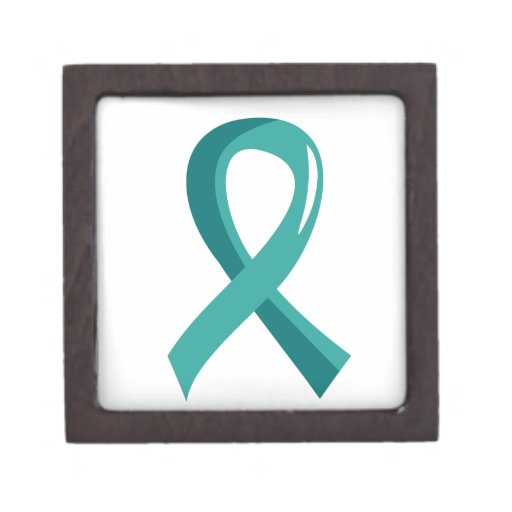 Ovarian Cancer Teal Ribbon 3 Premium Jewelry Boxes