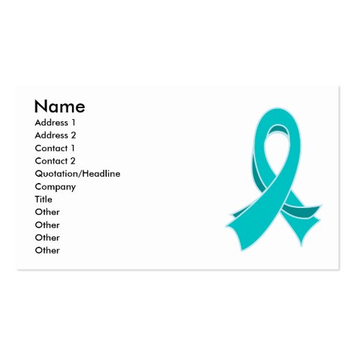 Ovarian Cancer Teal Ribbon Stylish Business Card (front side)