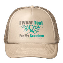 Ovarian Cancer Teal Tribal Ribbon Grandma Hats