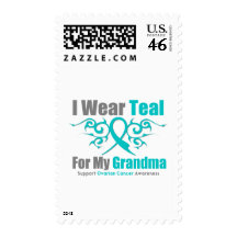 Ovarian Cancer Teal Tribal Ribbon Grandma Stamp