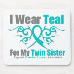 Ovarian Cancer Teal Tribal Ribbon Twin Sister mousepads