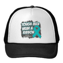 Ovarian Cancer Tough Men Wear A Ribbon Trucker Hats