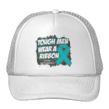 Ovarian Cancer Tough Men Wear A Ribbon Trucker Hats