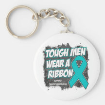 Ovarian Cancer Tough Men Wear A Ribbon Key Chain
