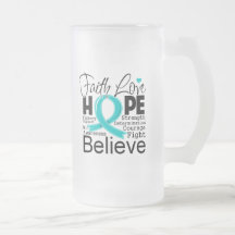 Ovarian Cancer Typographic Faith Love Hope Mugs