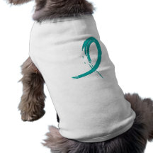 Ovarian Cancer's Teal Ribbon A4 Doggie Tshirt