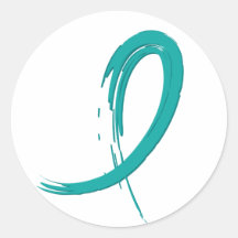 Ovarian Cancer's Teal Ribbon A4 Stickers