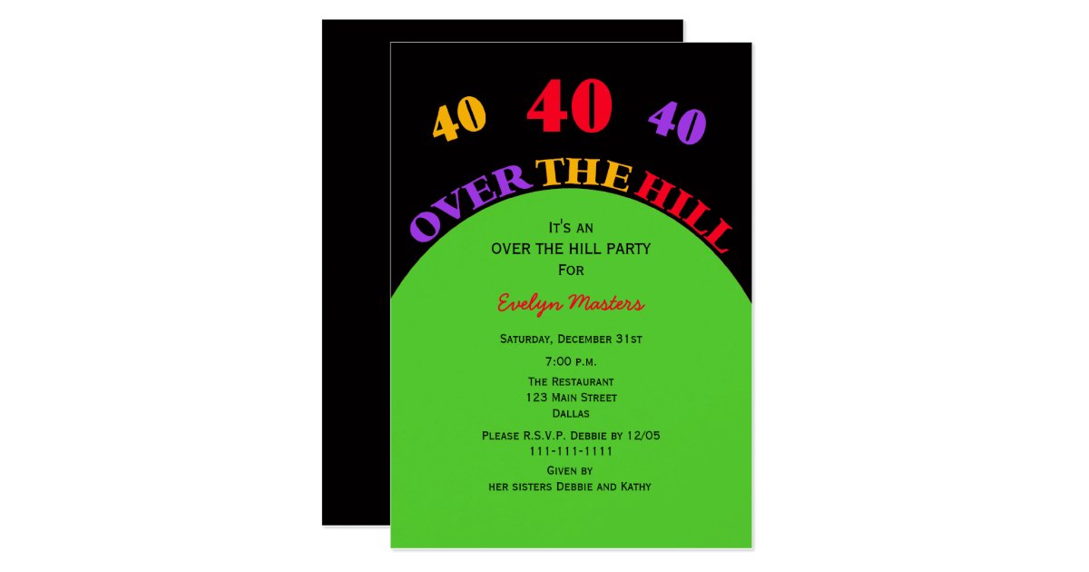 Over the Hill 40th Birthday Party Invitation | Zazzle