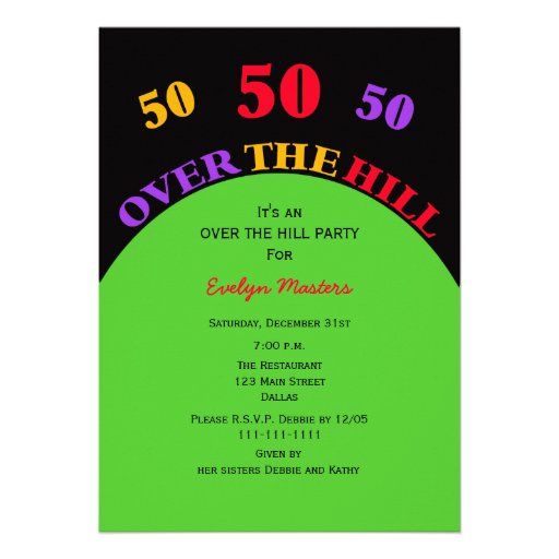 Over the Hill 50th Birthday Party Invitation