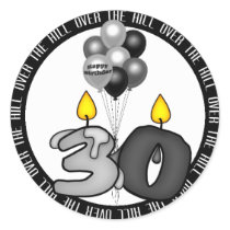 Over the Hill at 30 Birthday stickers by mousearte Over the Hill at 30 Birthday stickers