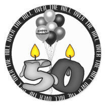 Over the Hill at 50 Birthday stickers by mousearte Over the Hill at 50 Birthday stickers
