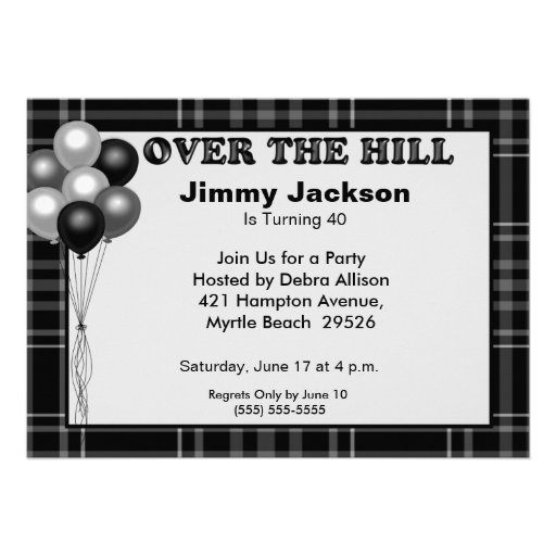 Over the Hill Birthday Invitations 5" X 7" Invitation Card Zazzle
