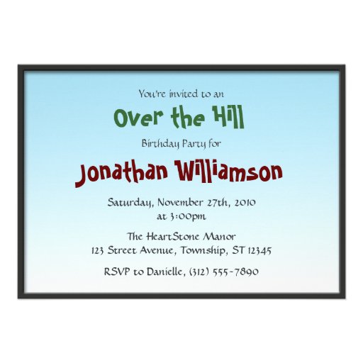 Over the Hill Birthday Party Invitations