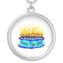 Over The Hill Flaming Birthday Cake Jewelry