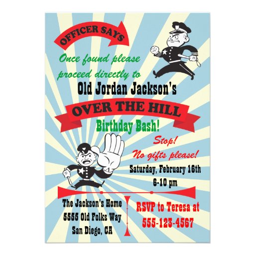 Over the Hill Speed Limit Cops Birthday Invitation