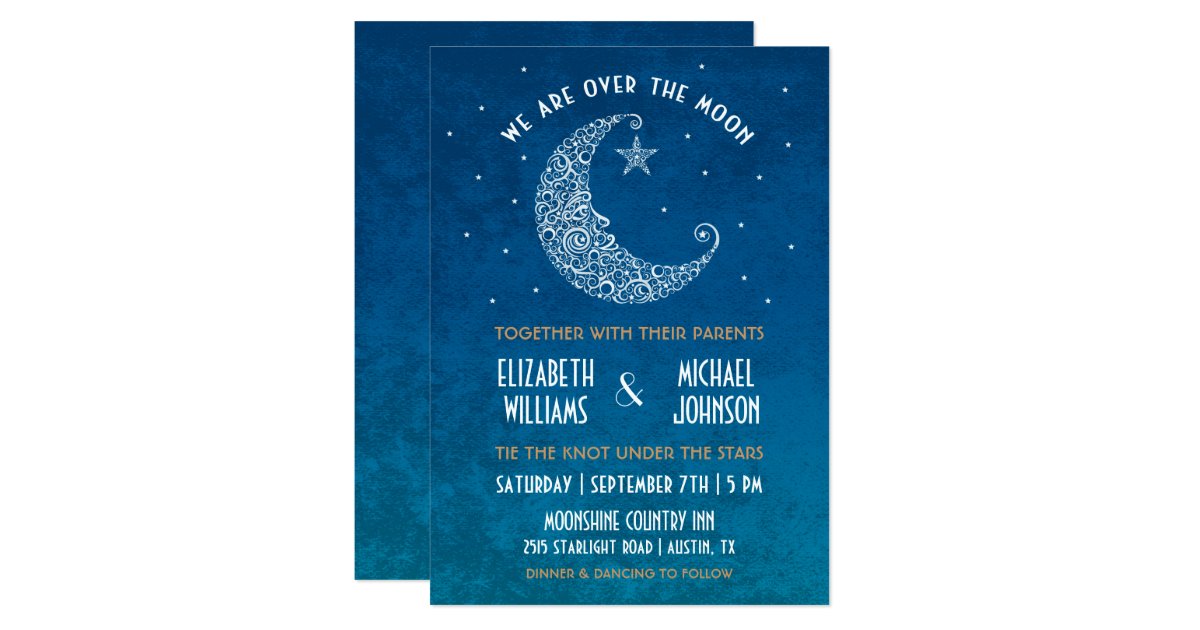 Over the Moon Wedding Invitation Zazzle