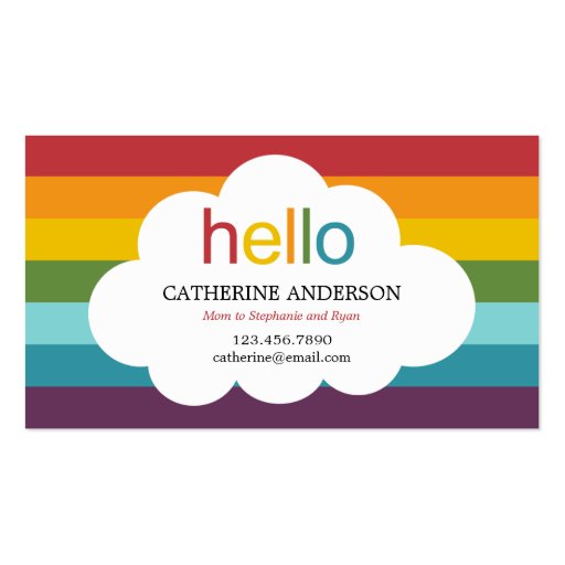 Over The Rainbow Mommy Card / Calling Card Business Card Templates (front side)