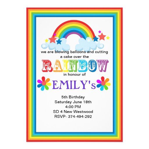 Over the rainbow party invite