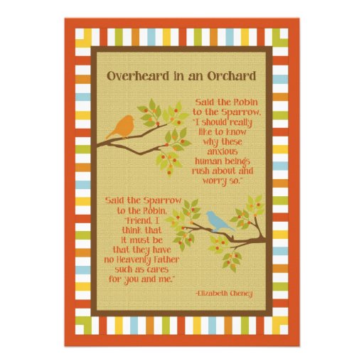 "Overheard in an Orchard" (Robin & Sparrow) Poem Custom Announcements