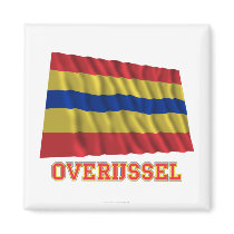 Overijssel Waving Flag with Name Fridge Magnet